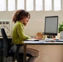 woman in office chair